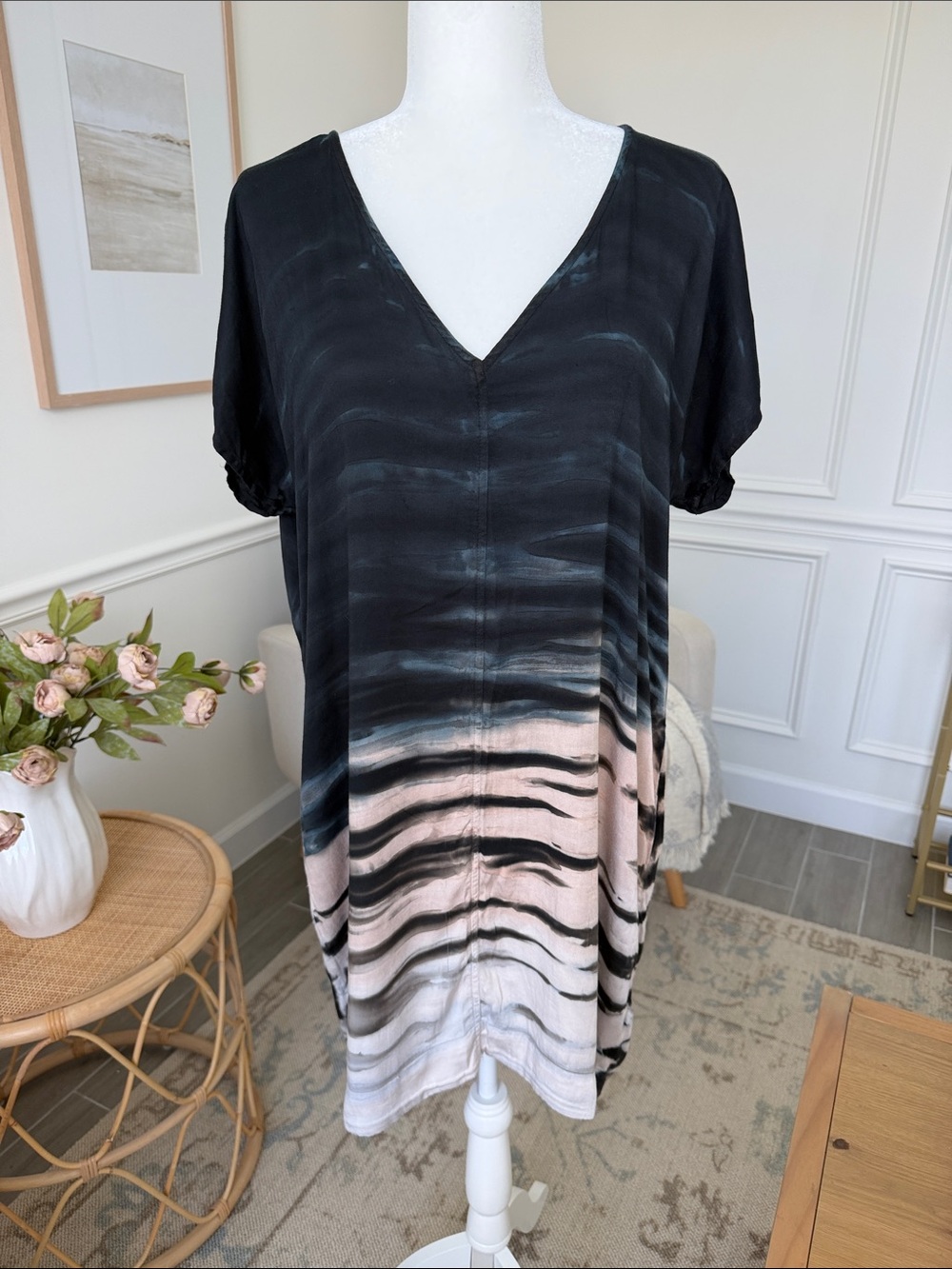 River + Sky Brooklyn Dress Hand Dyed EcoVero Resortwear Coastal Boho M - Picture 3 of 13